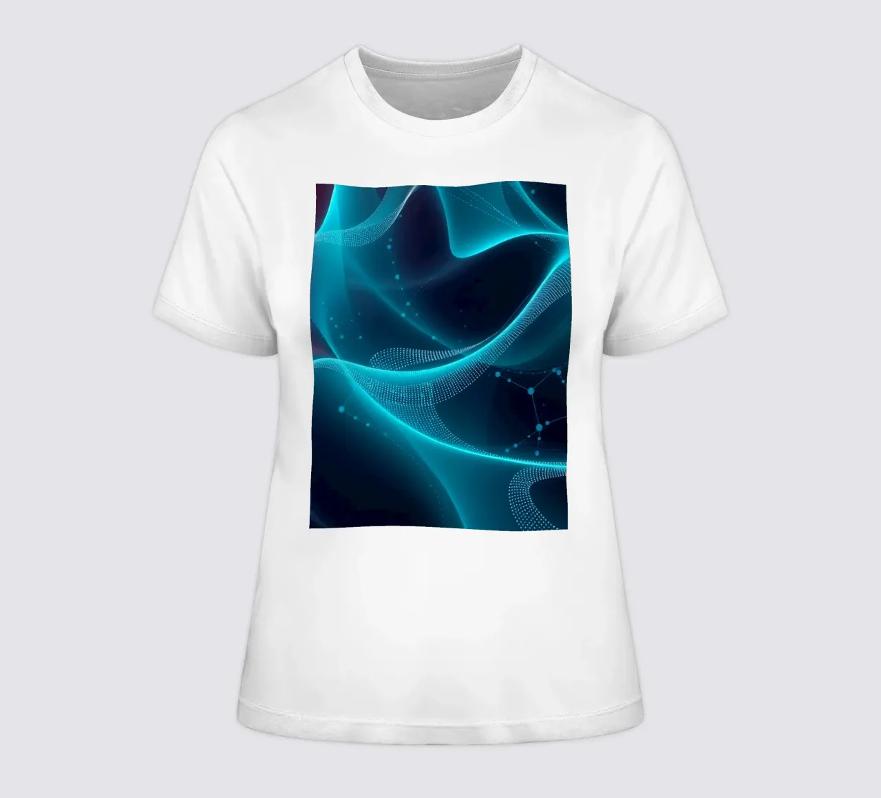 Vibrant digital waves create abstract patterns and depth women's fitted t-shirt by DesignDoodle