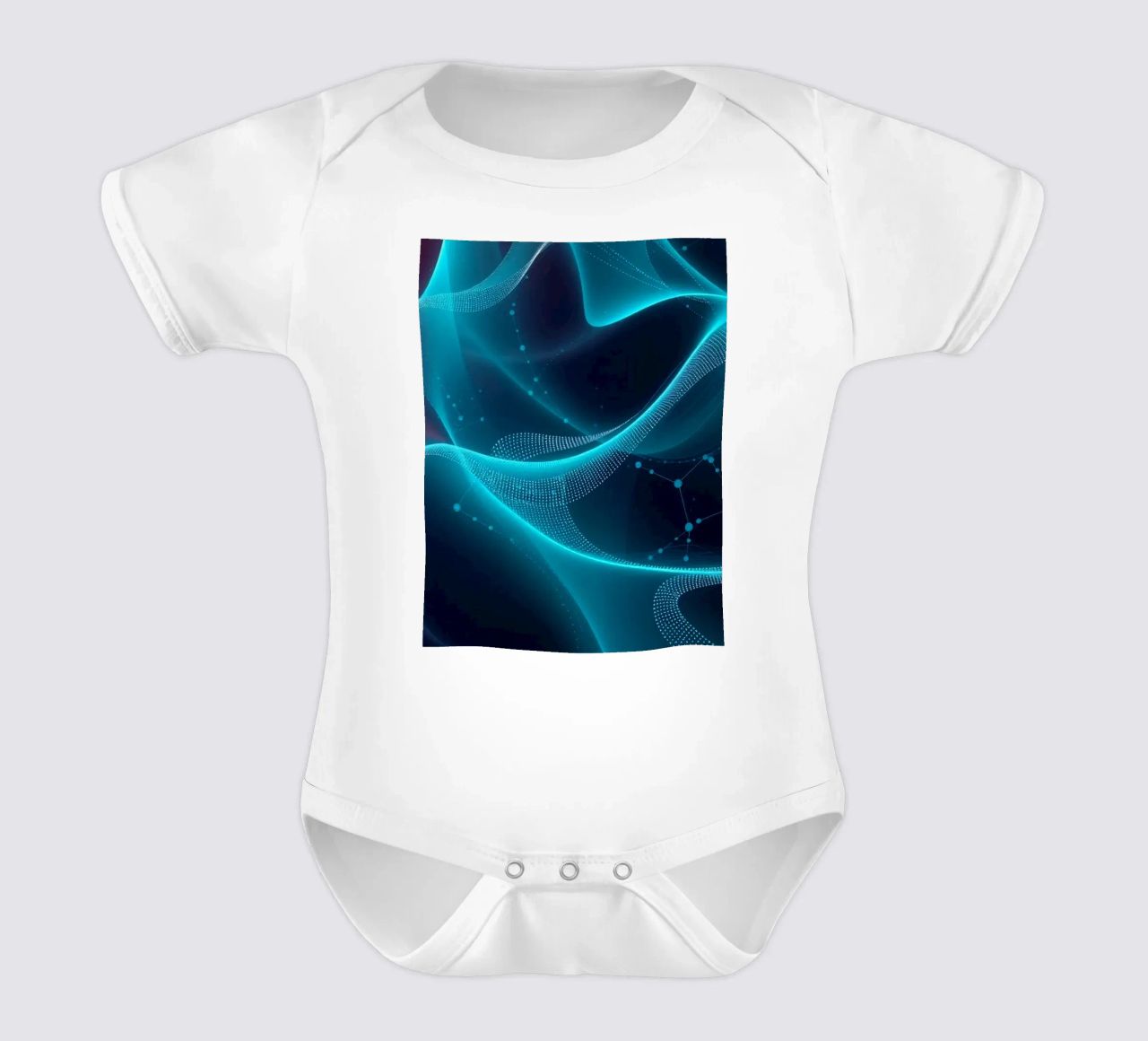 Vibrant digital waves create abstract patterns and depth short-sleeve baby romper by DesignDoodle