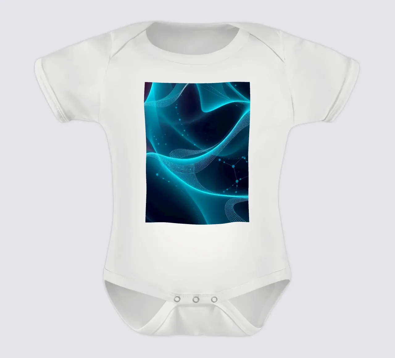 Vibrant digital waves create abstract patterns and depth short-sleeve baby romper by DesignDoodle
