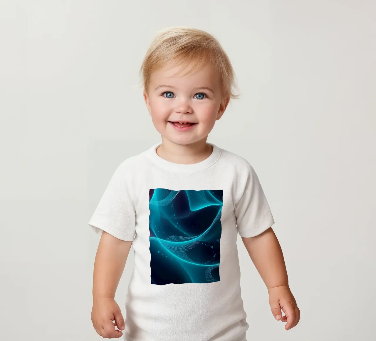 Vibrant digital waves create abstract patterns and depth baby t-shirt by DesignDoodle