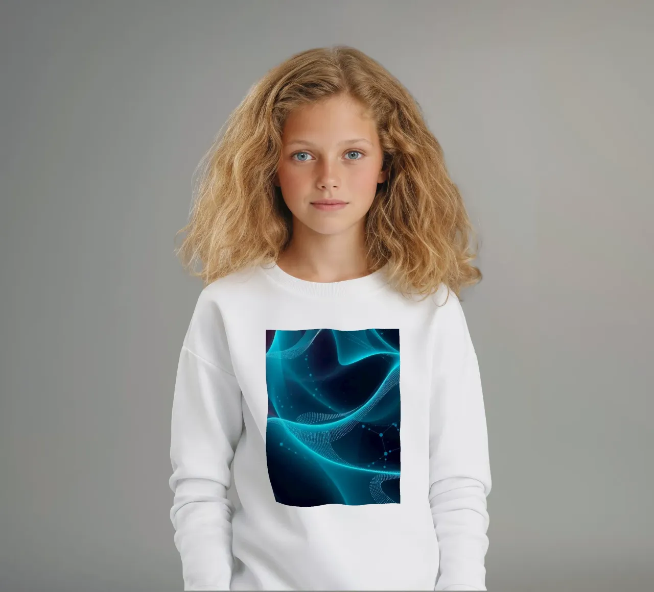 Lebendige digitale Wellen erzeugen abstrakte Muster und Tiefe Kinder Sweatshirt von DesignDoodle