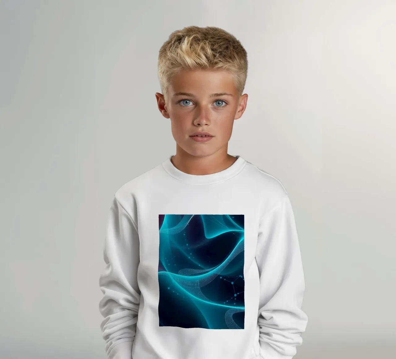 Lebendige digitale Wellen erzeugen abstrakte Muster und Tiefe Kinder Sweatshirt von DesignDoodle