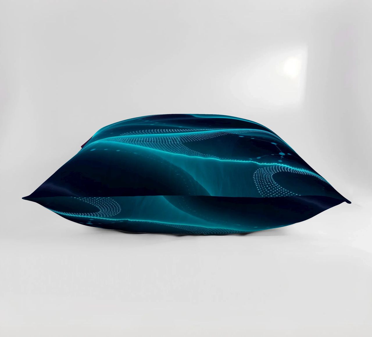 Vibrant digital waves create abstract patterns and depth decorative cushion by DesignDoodle