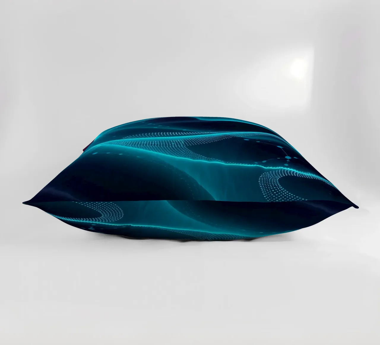 Vibrant digital waves create abstract patterns and depth decorative cushion by DesignDoodle