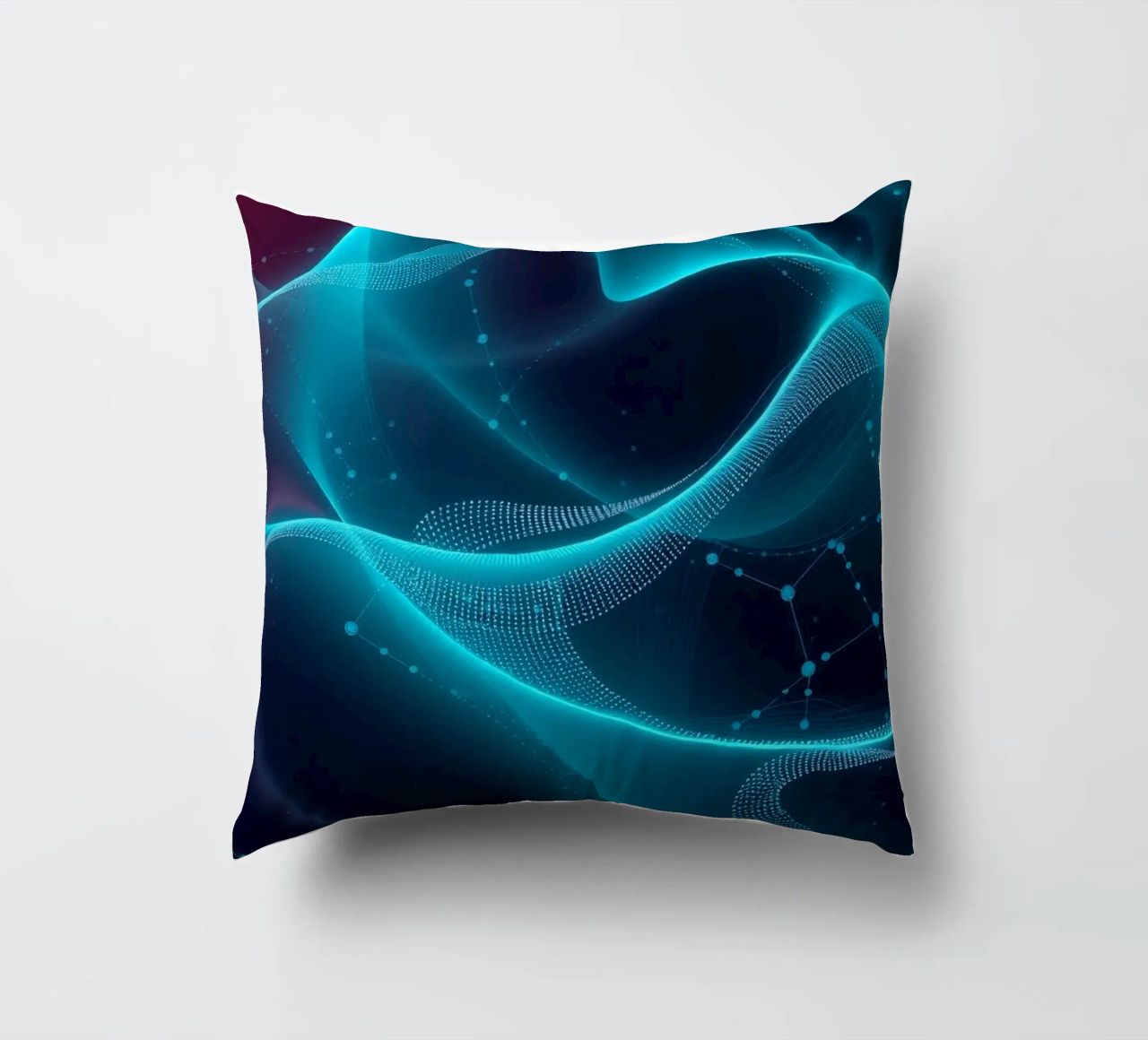 Vibrant digital waves create abstract patterns and depth decorative cushion by DesignDoodle