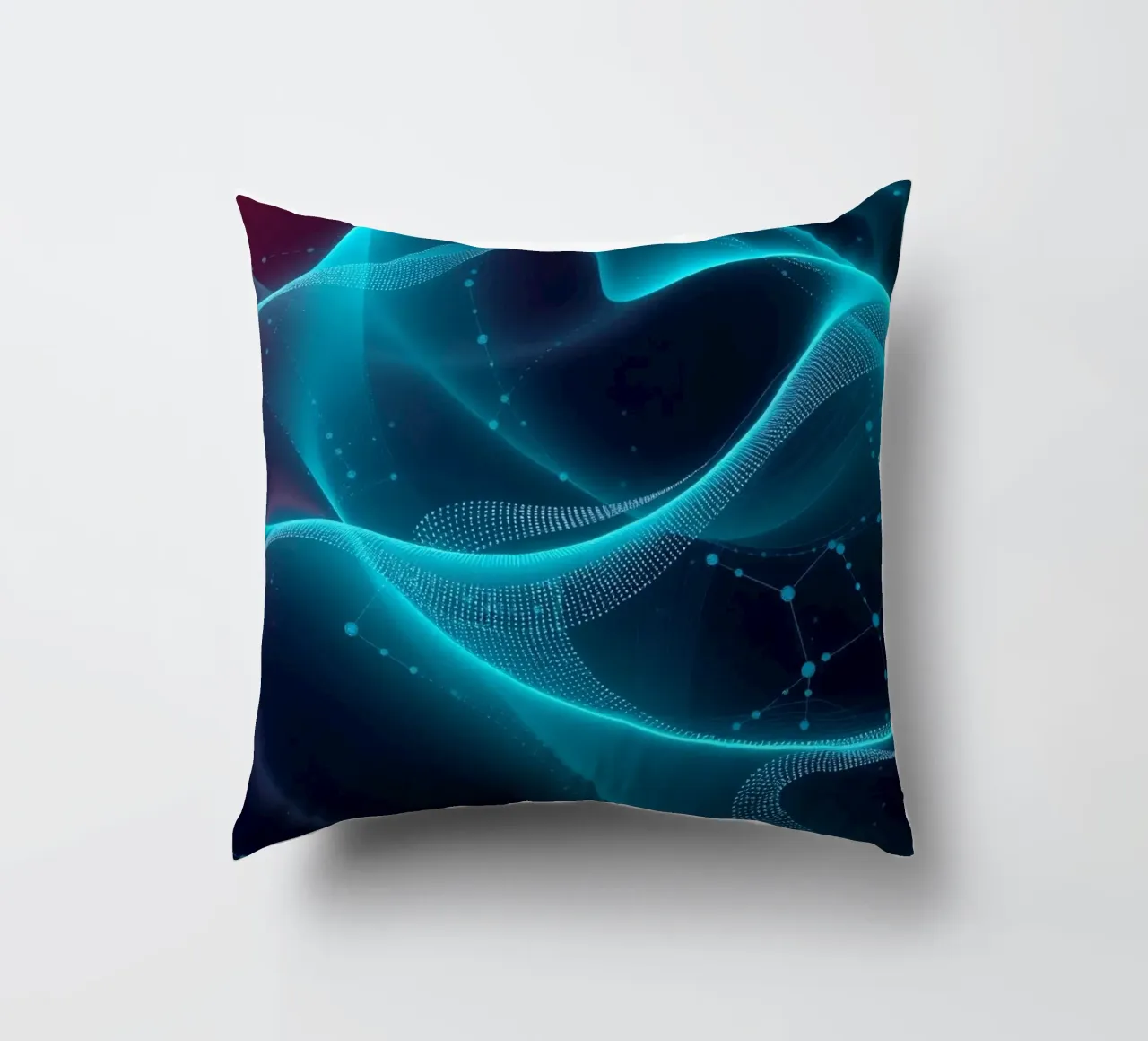 Vibrant digital waves create abstract patterns and depth decorative cushion by DesignDoodle