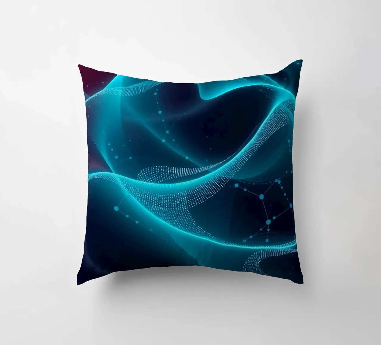 Vibrant digital waves create abstract patterns and depth decorative cushion by DesignDoodle