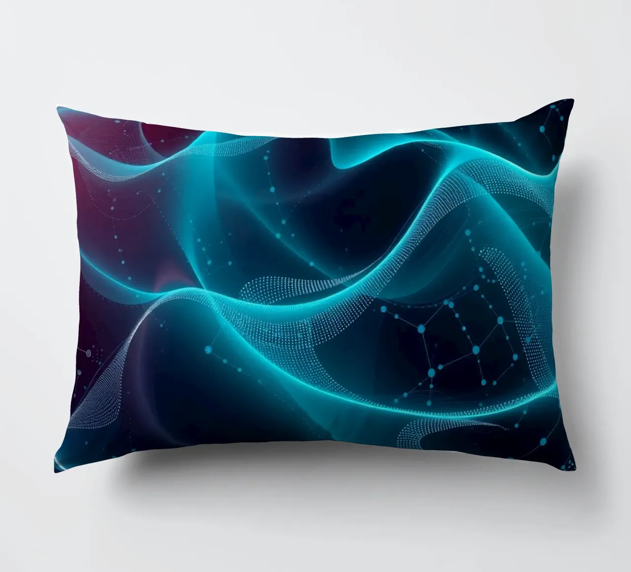 Vibrant digital waves create abstract patterns and depth decorative cushion by DesignDoodle