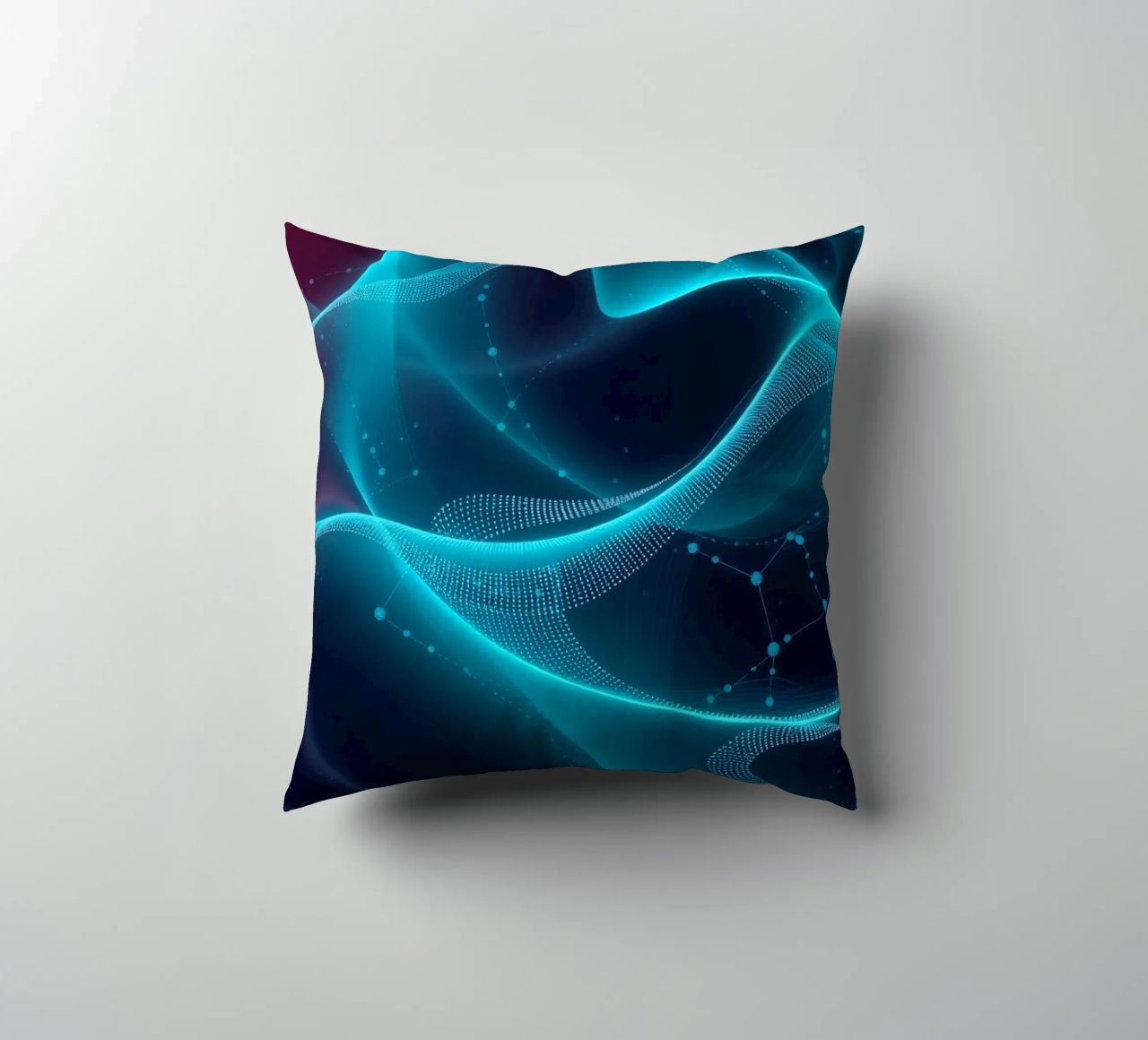 Vibrant digital waves create abstract patterns and depth decorative cushion by DesignDoodle