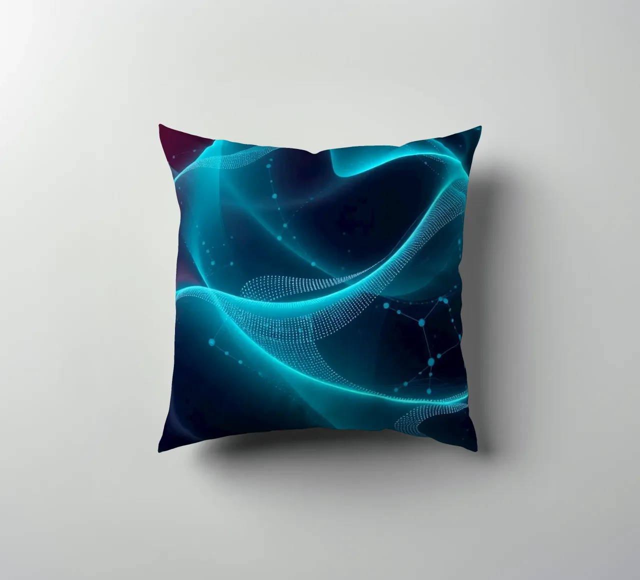 Vibrant digital waves create abstract patterns and depth decorative cushion by DesignDoodle