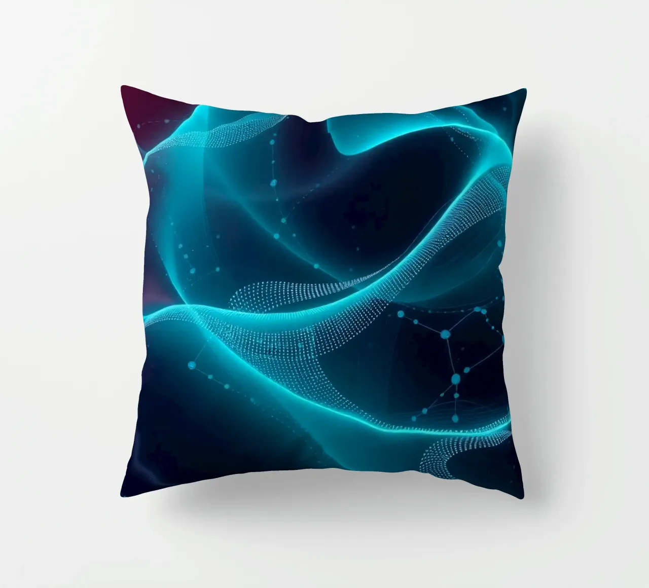 Vibrant digital waves create abstract patterns and depth decorative cushion by DesignDoodle
