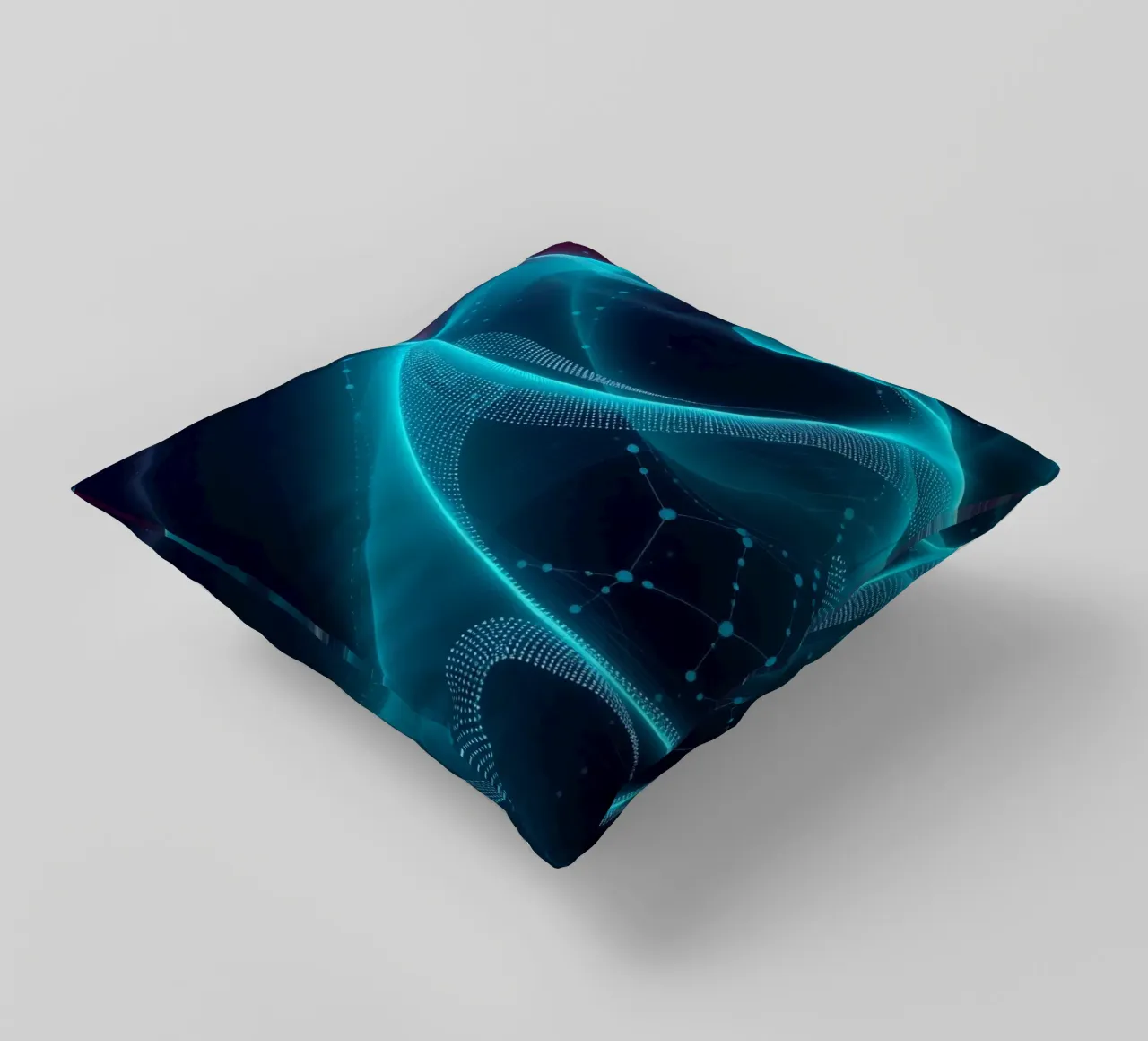 Vibrant digital waves create abstract patterns and depth decorative cushion by DesignDoodle