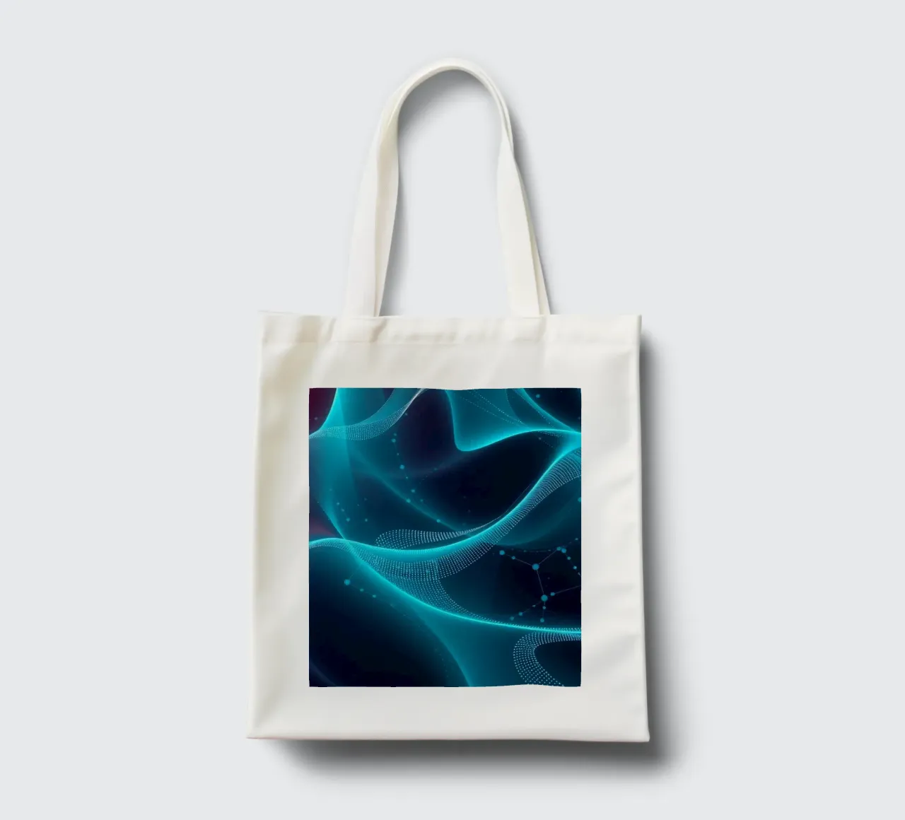 Vibrant digital waves create abstract patterns and depth tote bag by DesignDoodle