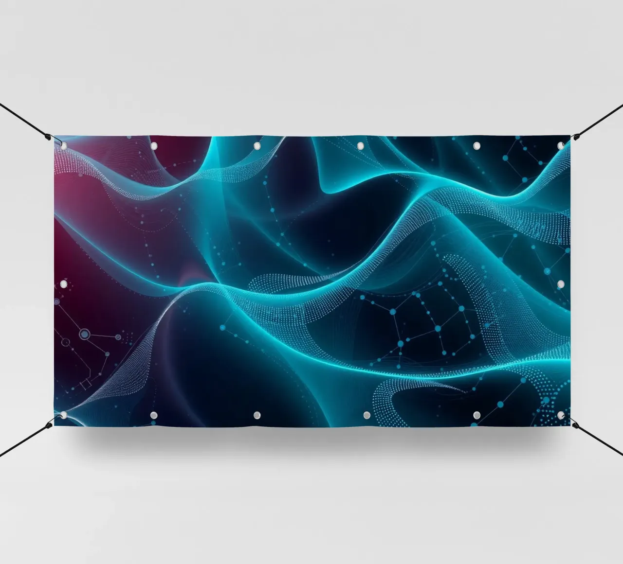 Des vagues numériques vibrantes créent des motifs abstraits et de la profondeur bâche pvc de DesignDoodle