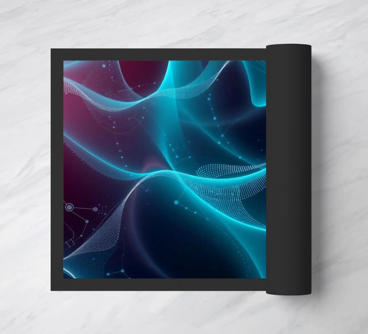 Vibrant digital waves create abstract patterns and depth doormat by DesignDoodle