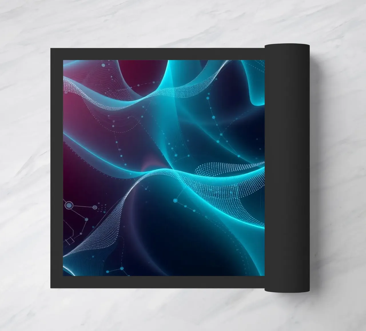 Vibrant digital waves create abstract patterns and depth doormat by DesignDoodle