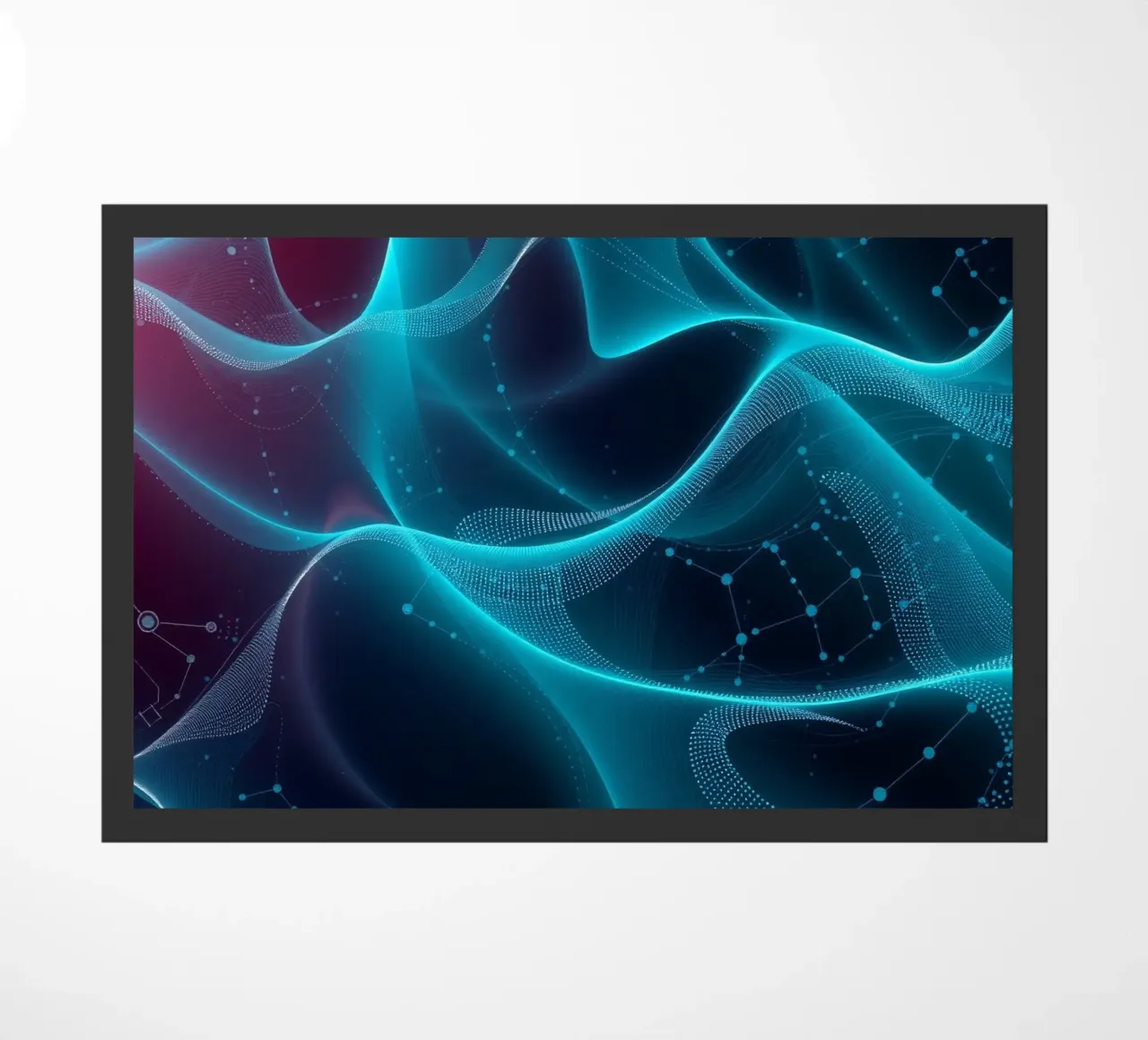 Vibrant digital waves create abstract patterns and depth doormat by DesignDoodle
