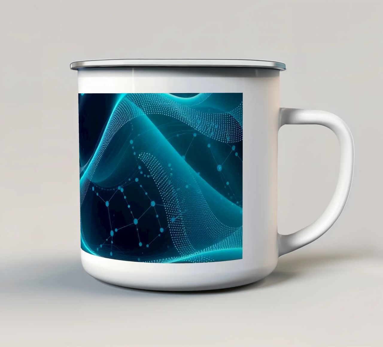 Vibrant digital waves create abstract patterns and depth enamel mug by DesignDoodle