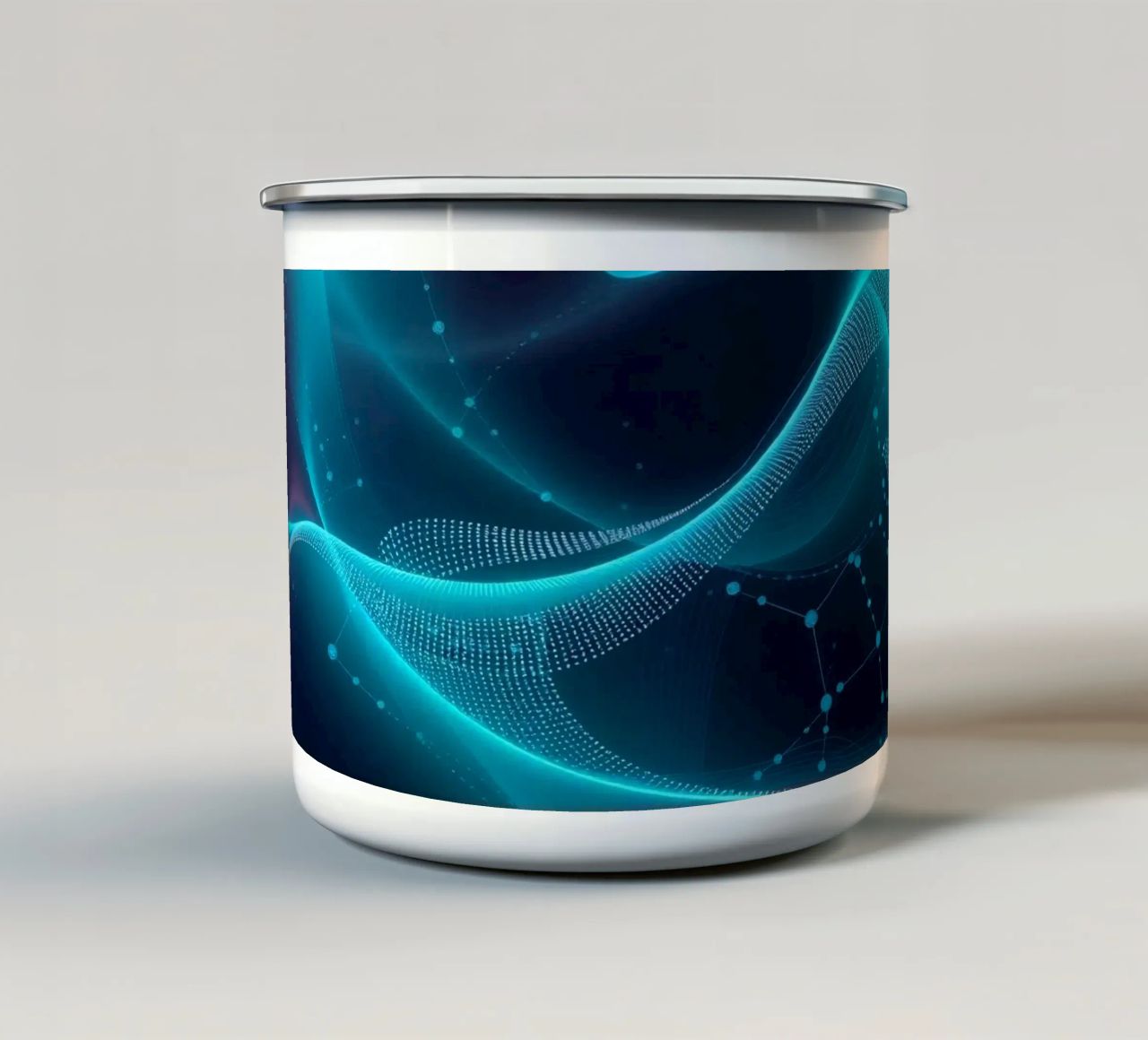 Vibrant digital waves create abstract patterns and depth enamel mug by DesignDoodle