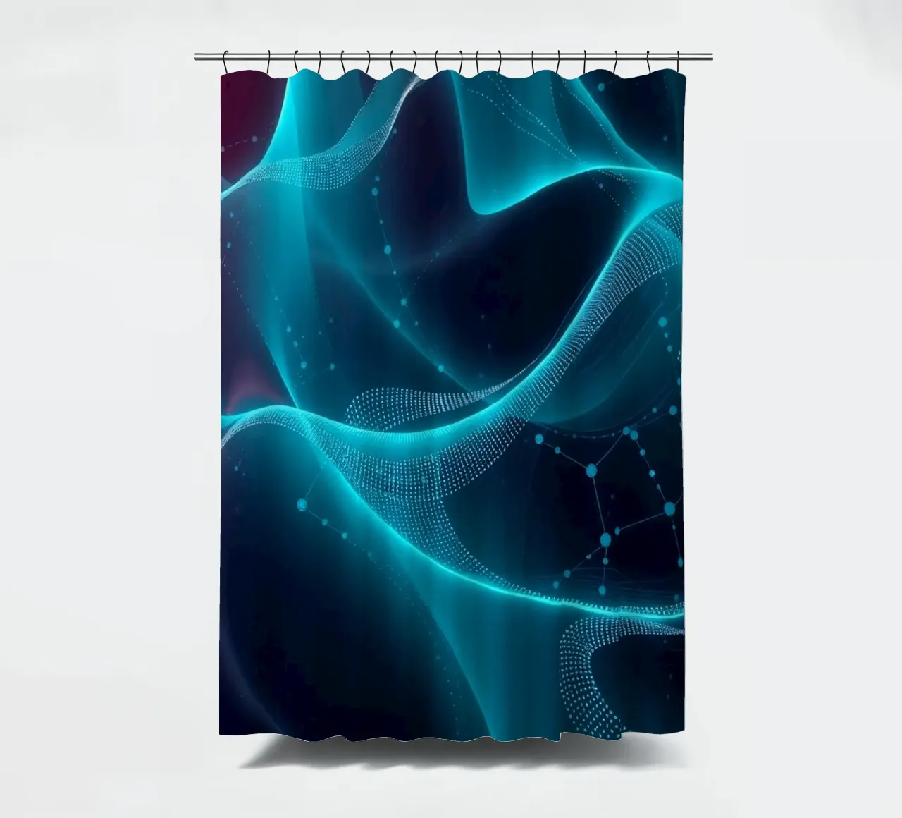 Lebendige digitale Wellen erzeugen abstrakte Muster und Tiefe Duschvorhang von DesignDoodle