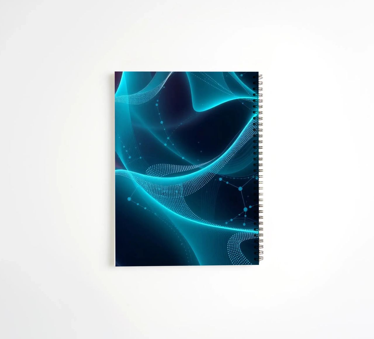 Vibrant digital waves create abstract patterns and depth spiral notebook by DesignDoodle