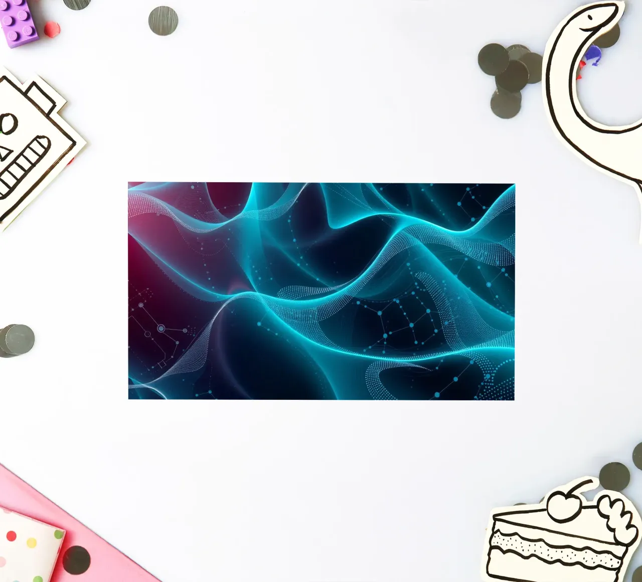Vibrant digital waves create abstract patterns and depth sticker by DesignDoodle