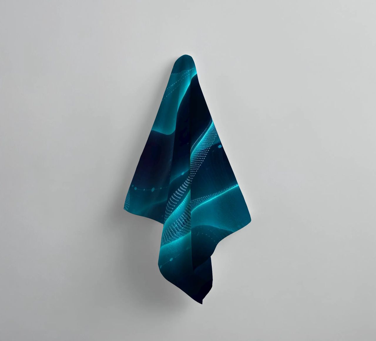 Vibrant digital waves create abstract patterns and depth towel by DesignDoodle