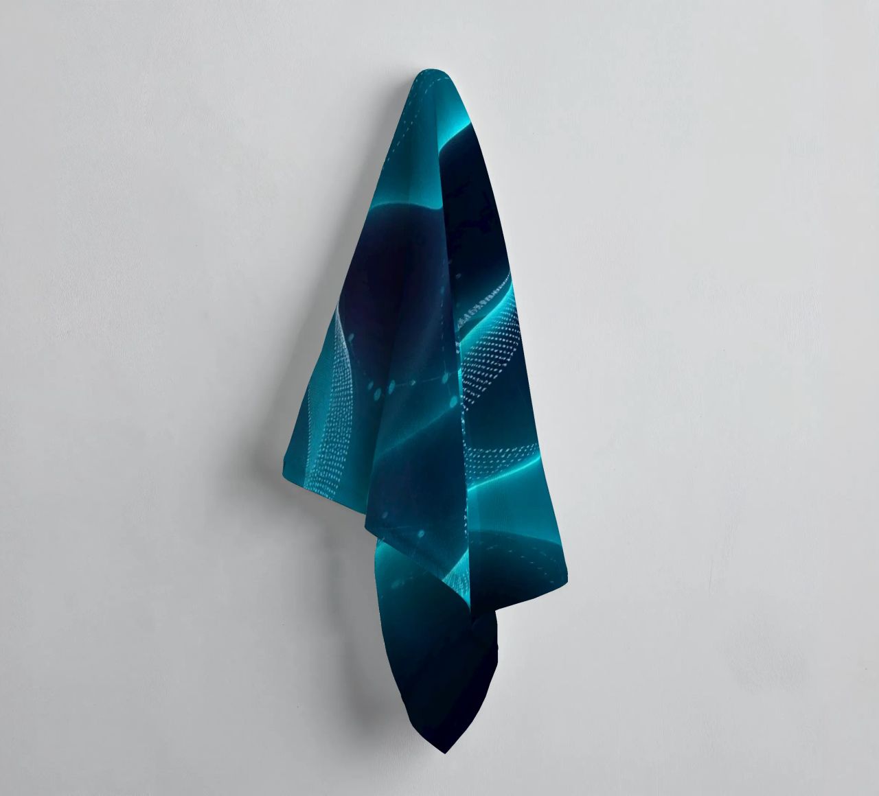 Vibrant digital waves create abstract patterns and depth towel by DesignDoodle