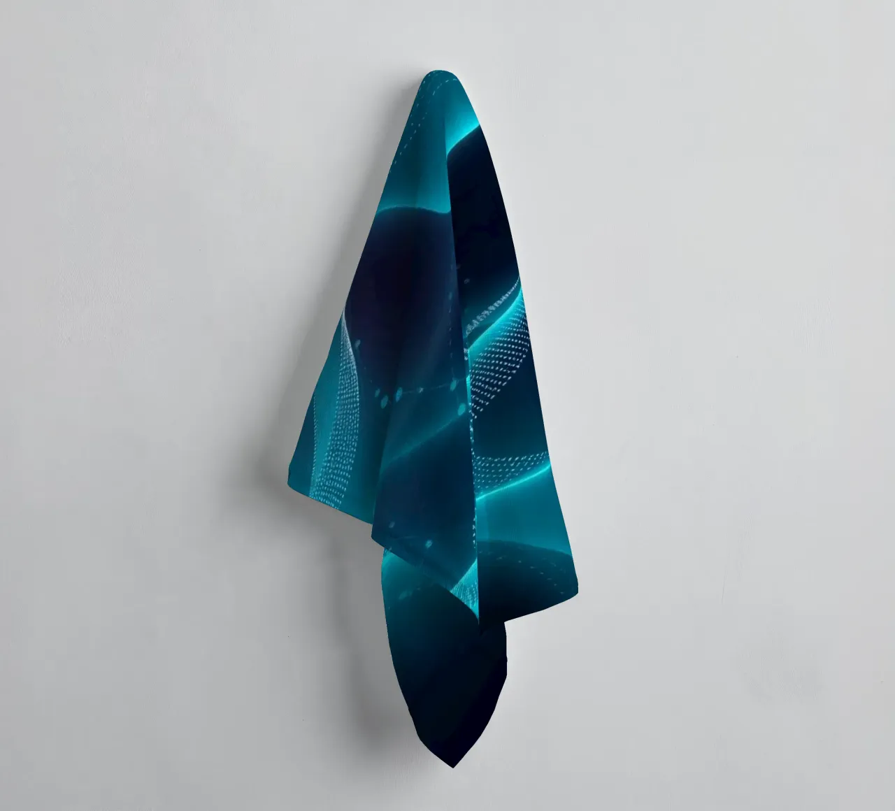 Vibrant digital waves create abstract patterns and depth towel by DesignDoodle