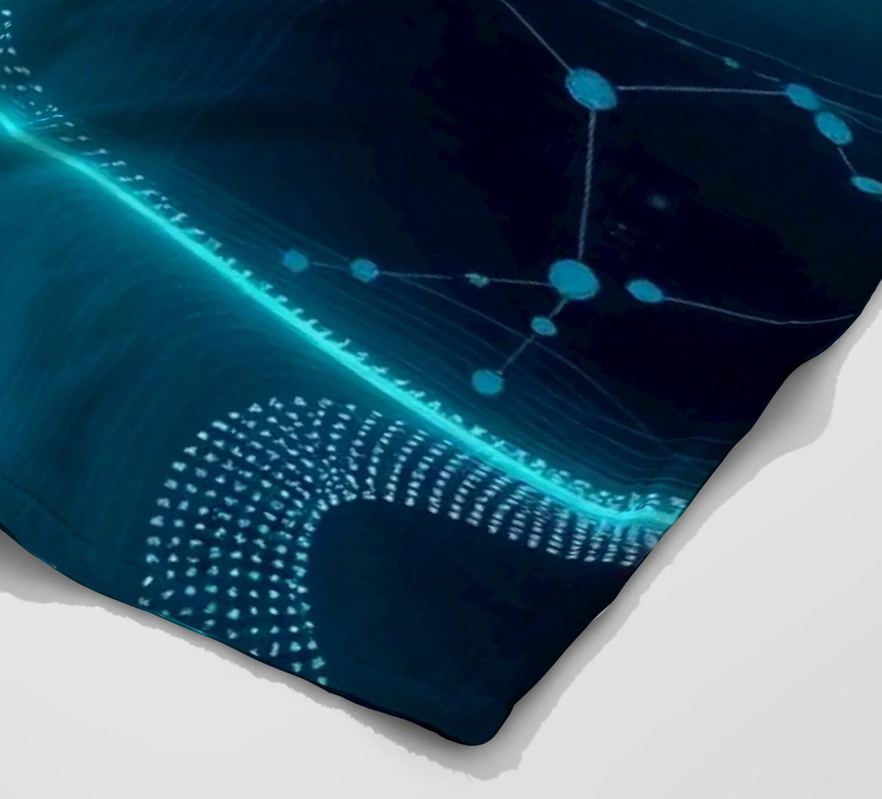 Vibrant digital waves create abstract patterns and depth fleece blanket by DesignDoodle