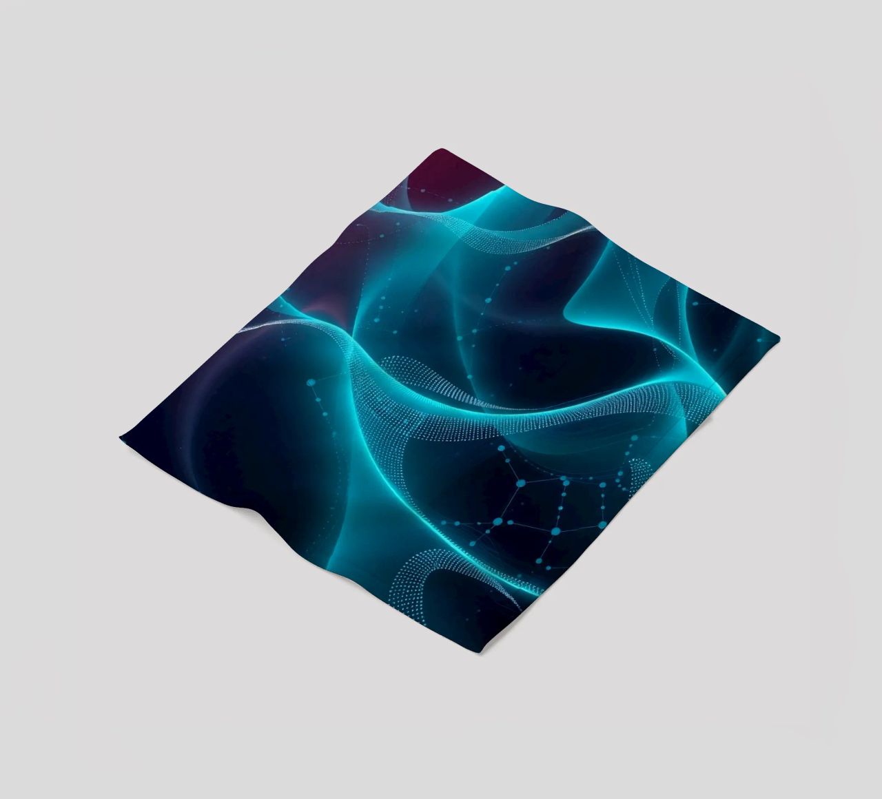 Vibrant digital waves create abstract patterns and depth fleece blanket by DesignDoodle