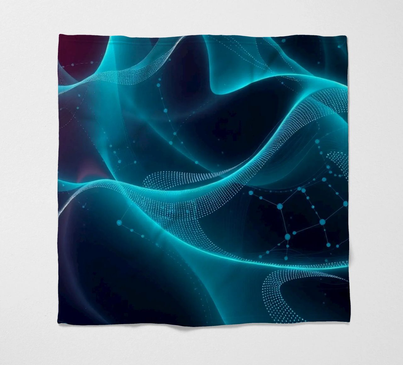 Vibrant digital waves create abstract patterns and depth fleece blanket by DesignDoodle