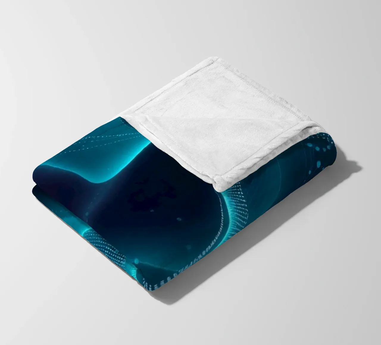 Vibrant digital waves create abstract patterns and depth fleece blanket by DesignDoodle