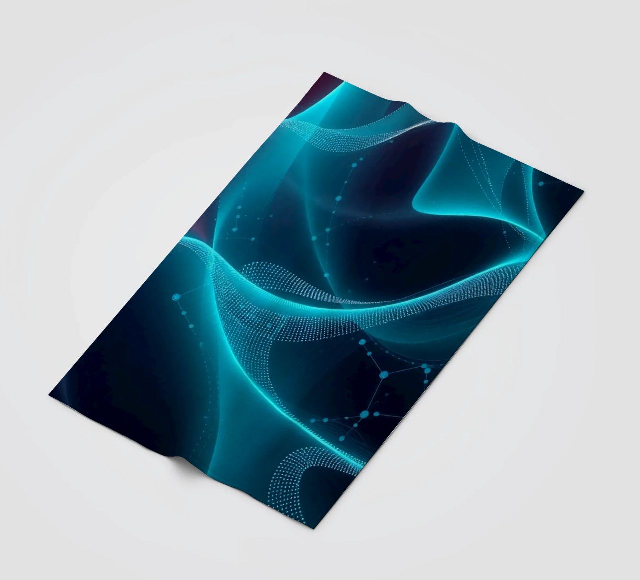 Vibrant digital waves create abstract patterns and depth fleece blanket by DesignDoodle