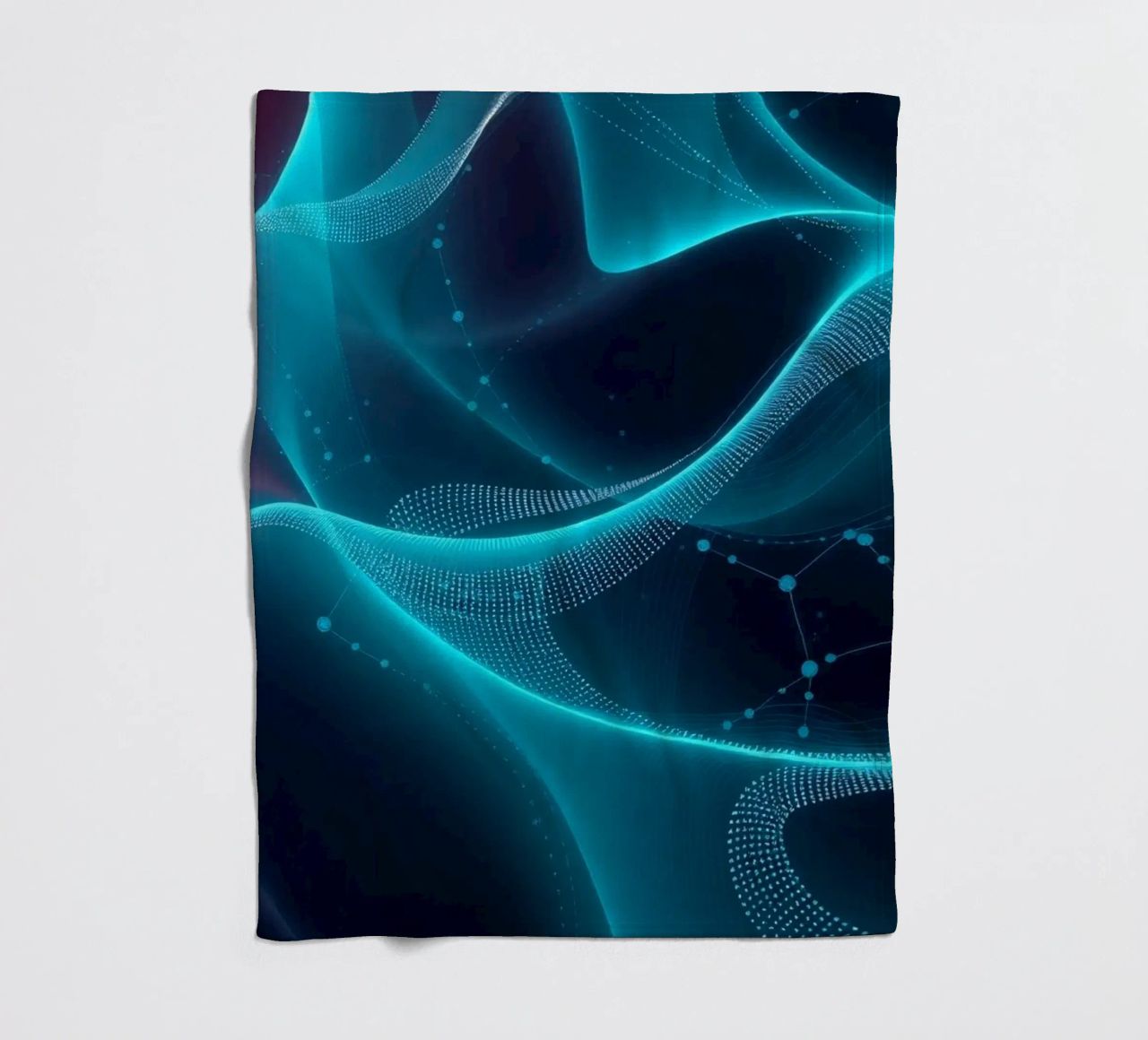 Vibrant digital waves create abstract patterns and depth fleece blanket by DesignDoodle