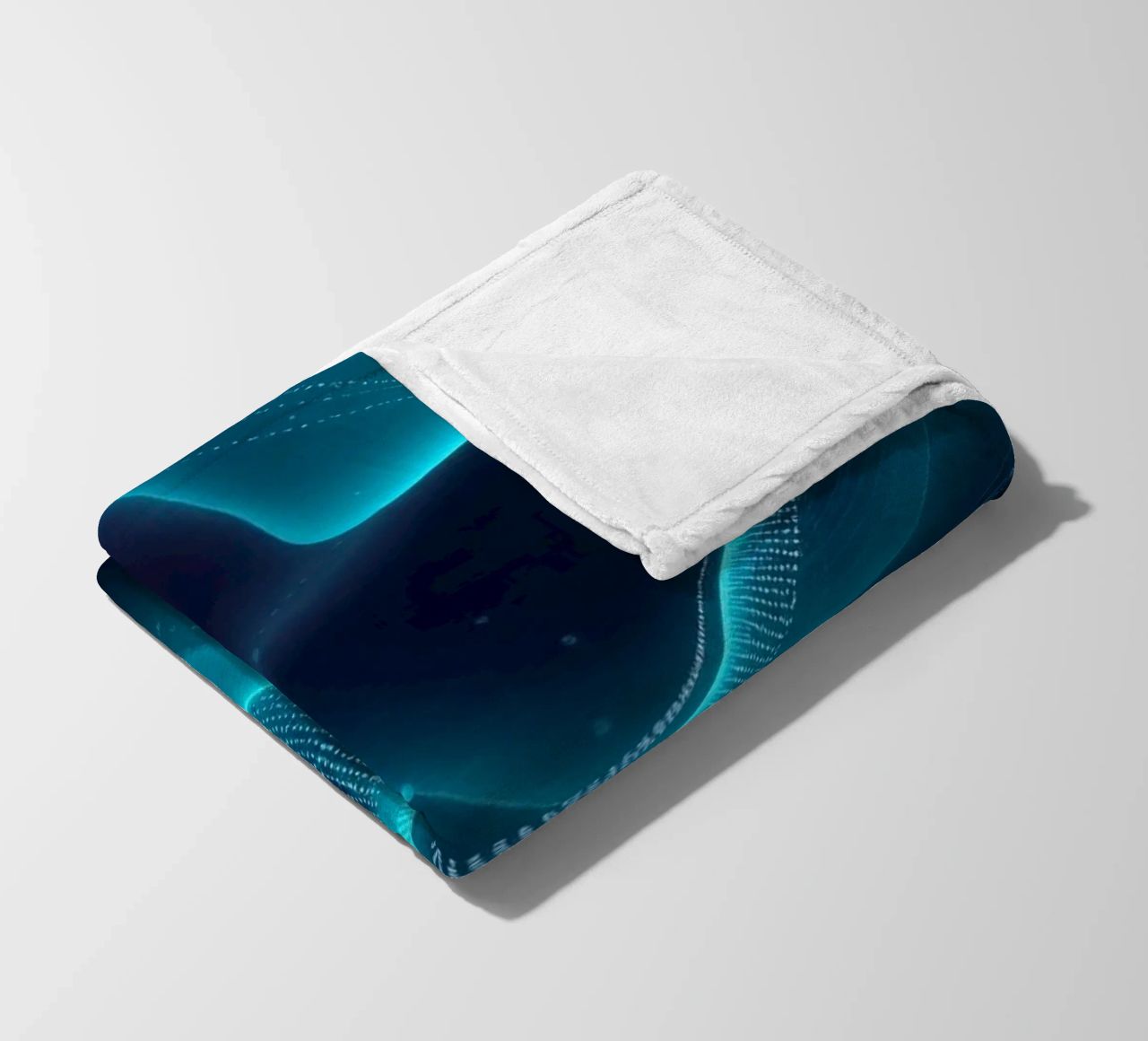 Vibrant digital waves create abstract patterns and depth fleece blanket by DesignDoodle
