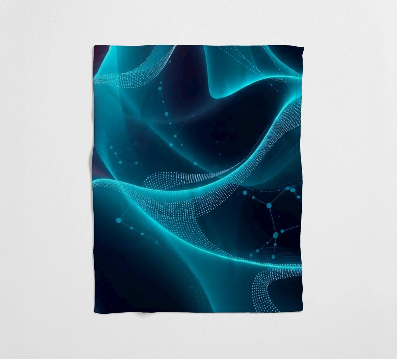 Vibrant digital waves create abstract patterns and depth fleece blanket by DesignDoodle