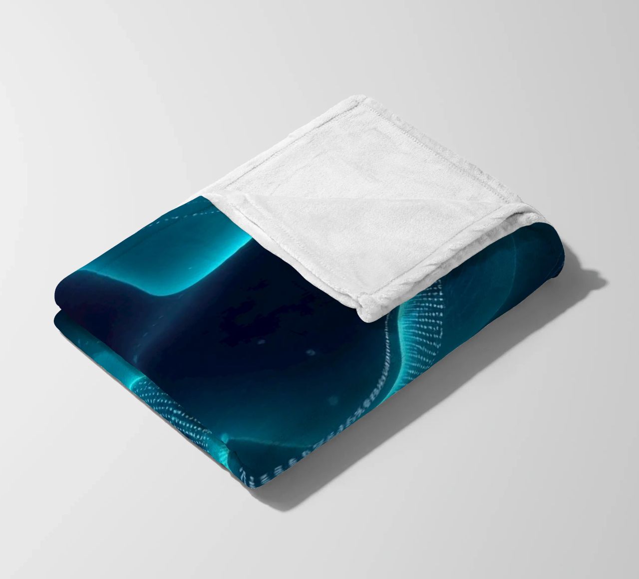 Vibrant digital waves create abstract patterns and depth fleece blanket by DesignDoodle