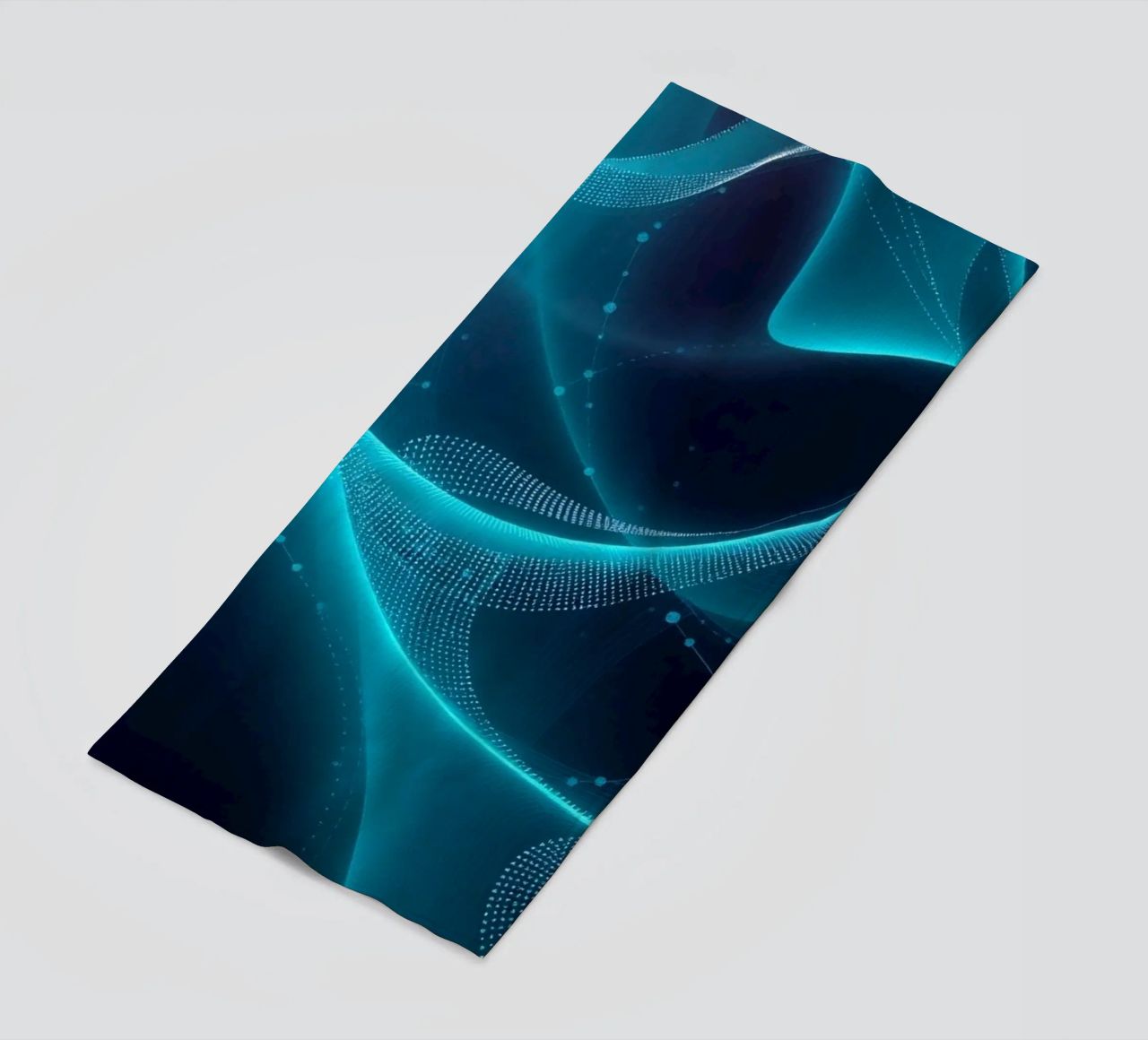 Vibrant digital waves create abstract patterns and depth beach towel by DesignDoodle