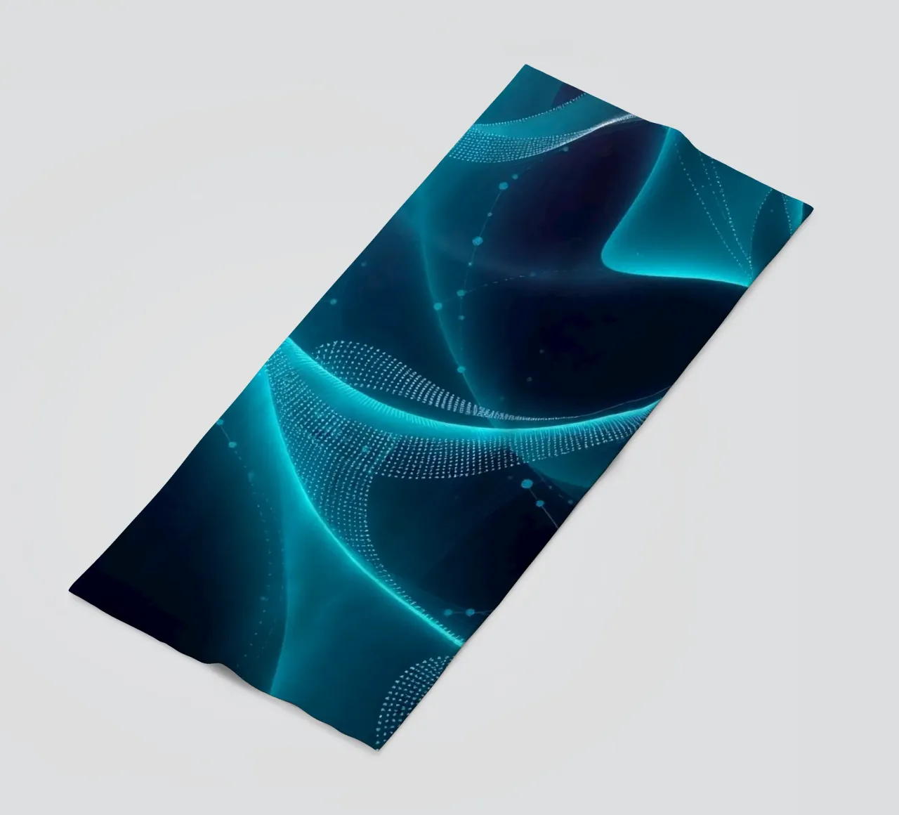 Vibrant digital waves create abstract patterns and depth beach towel by DesignDoodle