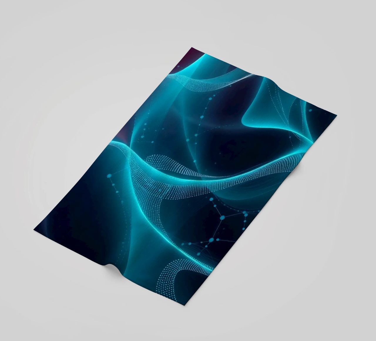Vibrant digital waves create abstract patterns and depth beach towel by DesignDoodle
