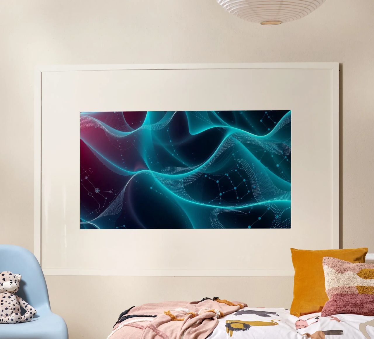 Vibrant digital waves create abstract patterns and depth hahnemühle by DesignDoodle
