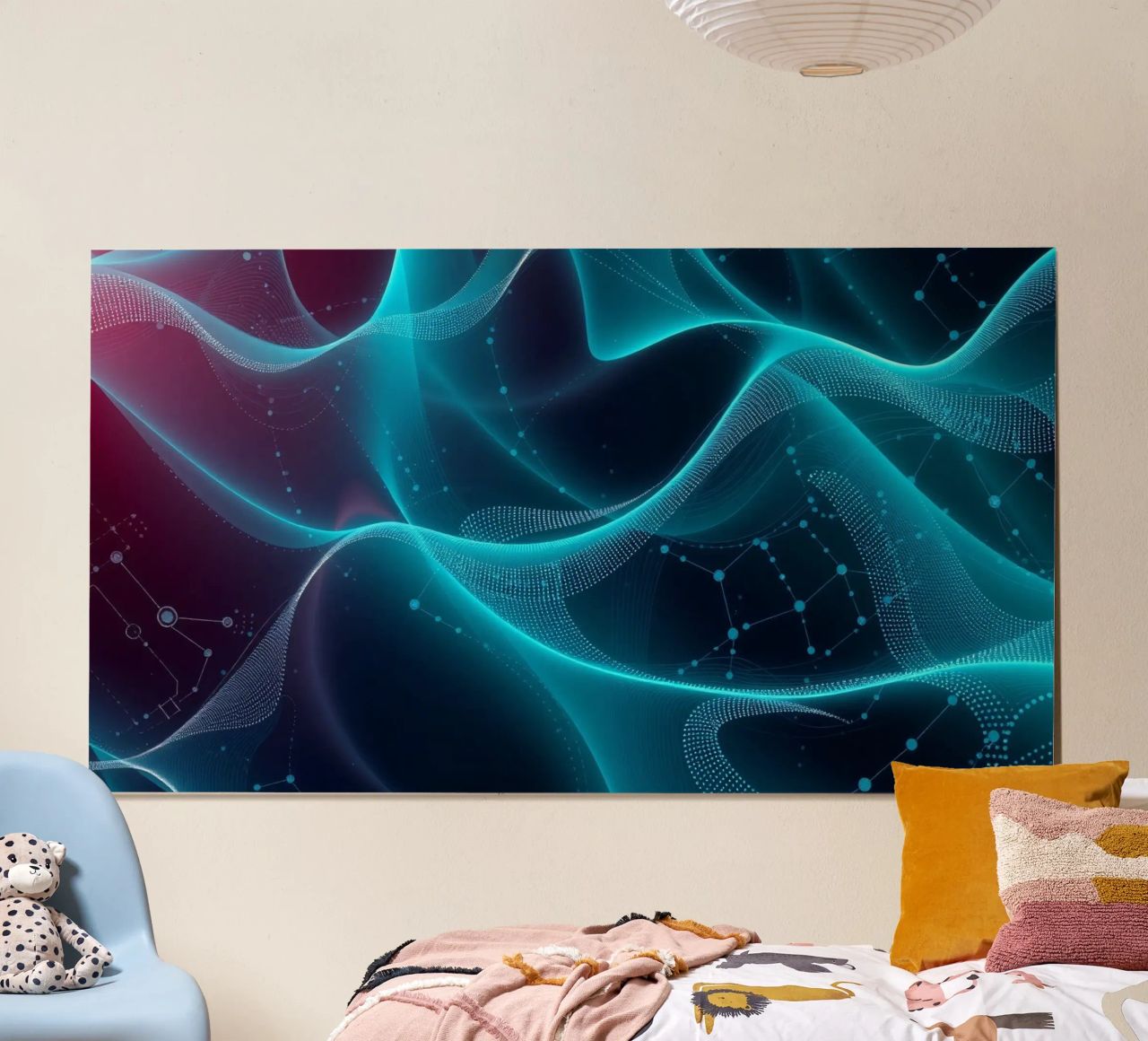 Vibrant digital waves create abstract patterns and depth hahnemühle by DesignDoodle