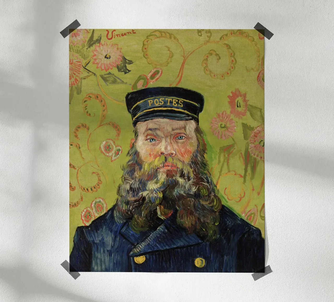 Vincent van Gogh Il postino (Joseph Roulin) (1888) poster con telaio in alluminio da Venus Art