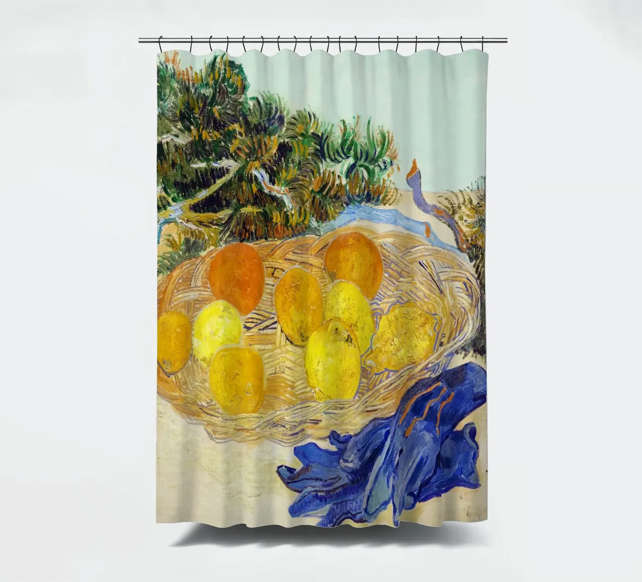 Vincent van Gogh Natura morta di arance e limoni con blu tenda da doccia da Van Gogh Prints