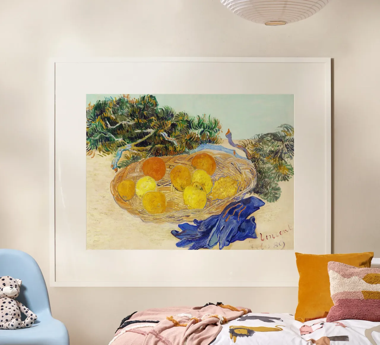 Vincent van Gogh Natura morta di arance e limoni con blu poster con telaio in plastica da Van Gogh Prints
