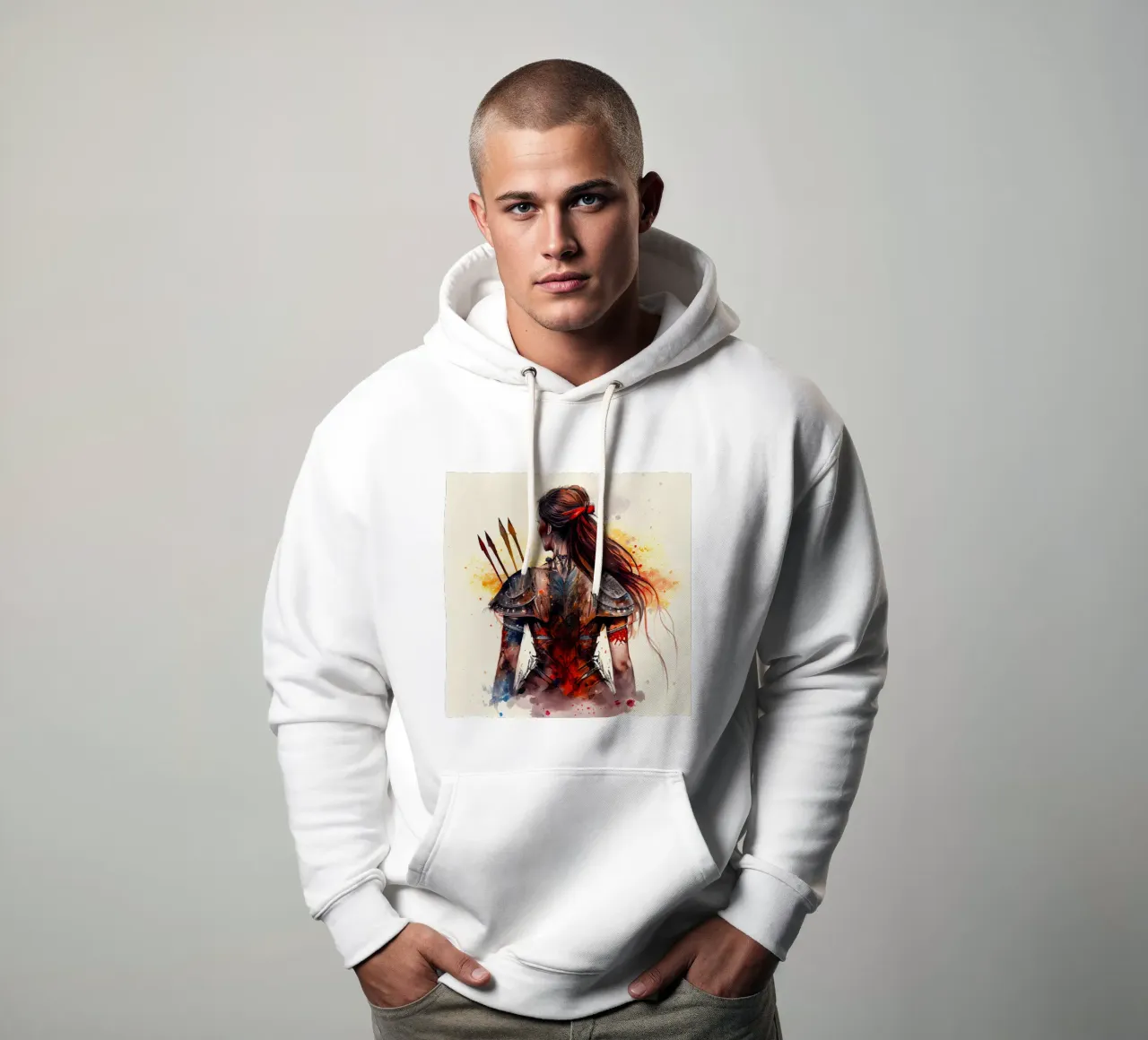 Poderosa Mujer de Espalda Guerrera sudadera con capucha de Chromatic Fusion Studio