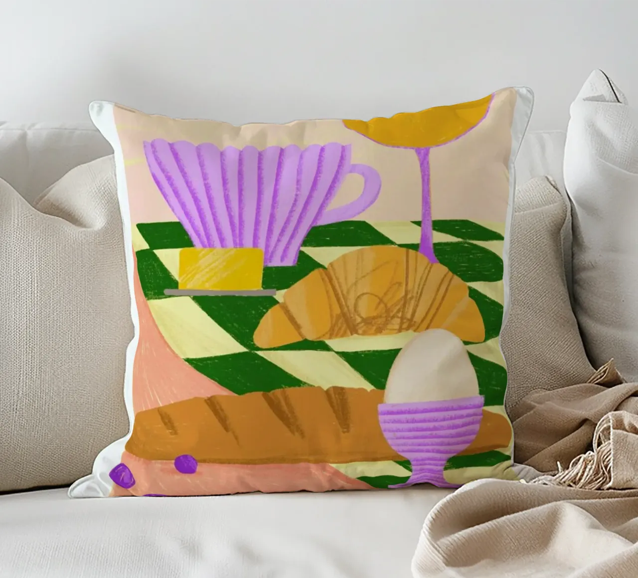 Petit Déjeuner Francais decorative cushion by Studio One