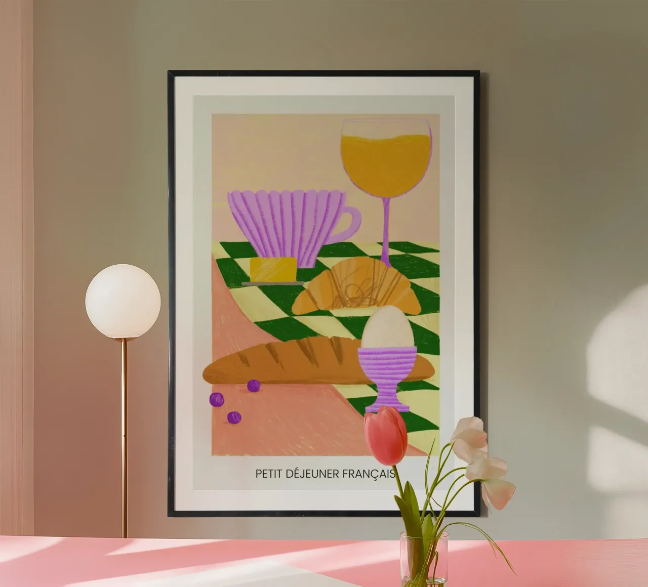 Petit Déjeuner Francais poster con telaio in legno da Studio One