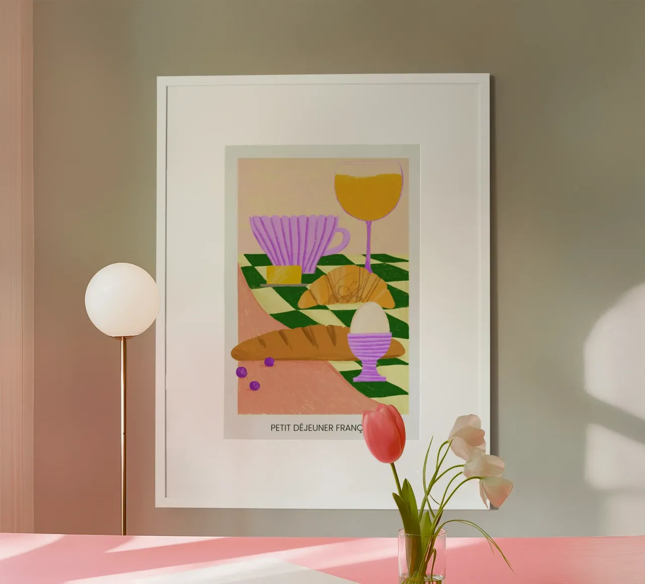 Petit Déjeuner Francais poster con telaio in legno da Studio One
